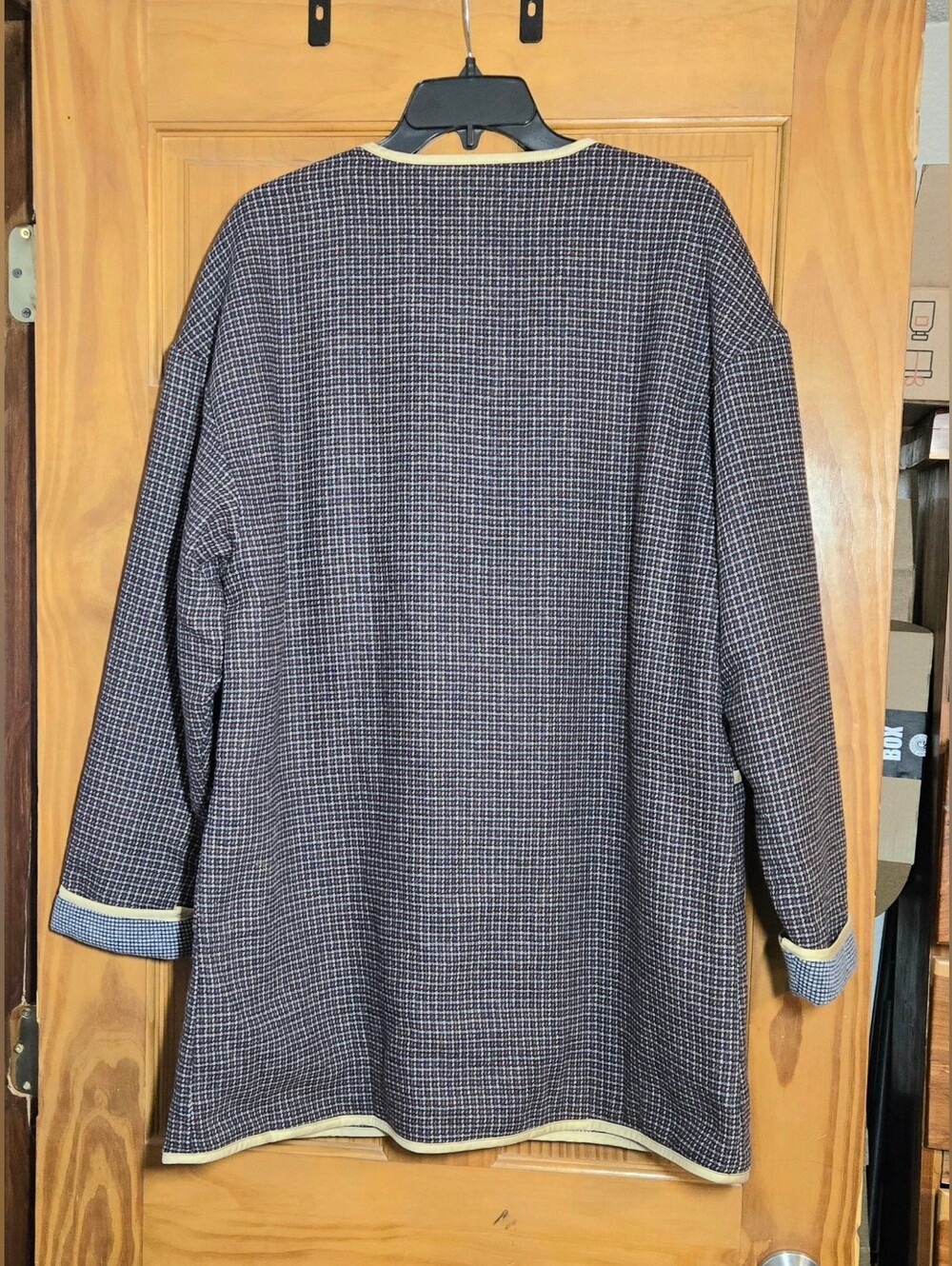 NWT Salt by ROOLEE Long Plaid Open Front Cardigan Sweater Size L - Picture 5 of 6